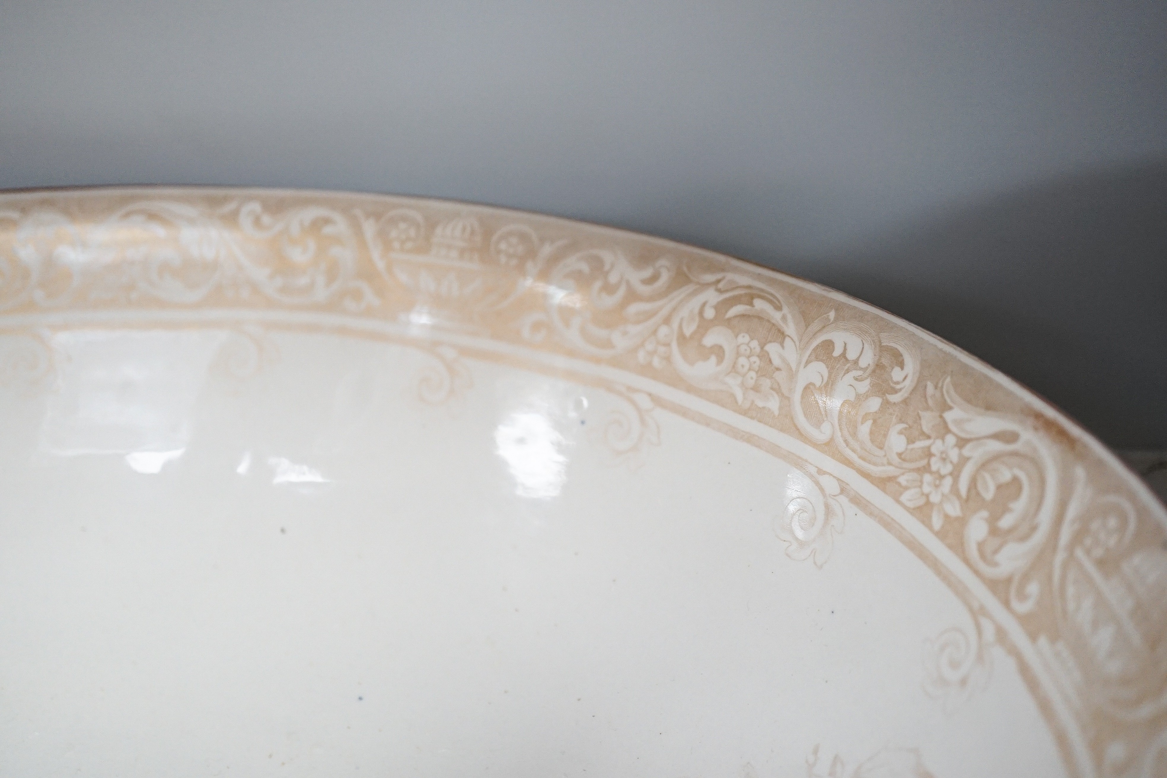 A Royal Worcester vitreous part dinner service, and a Doulton Burslem basin, 44cm